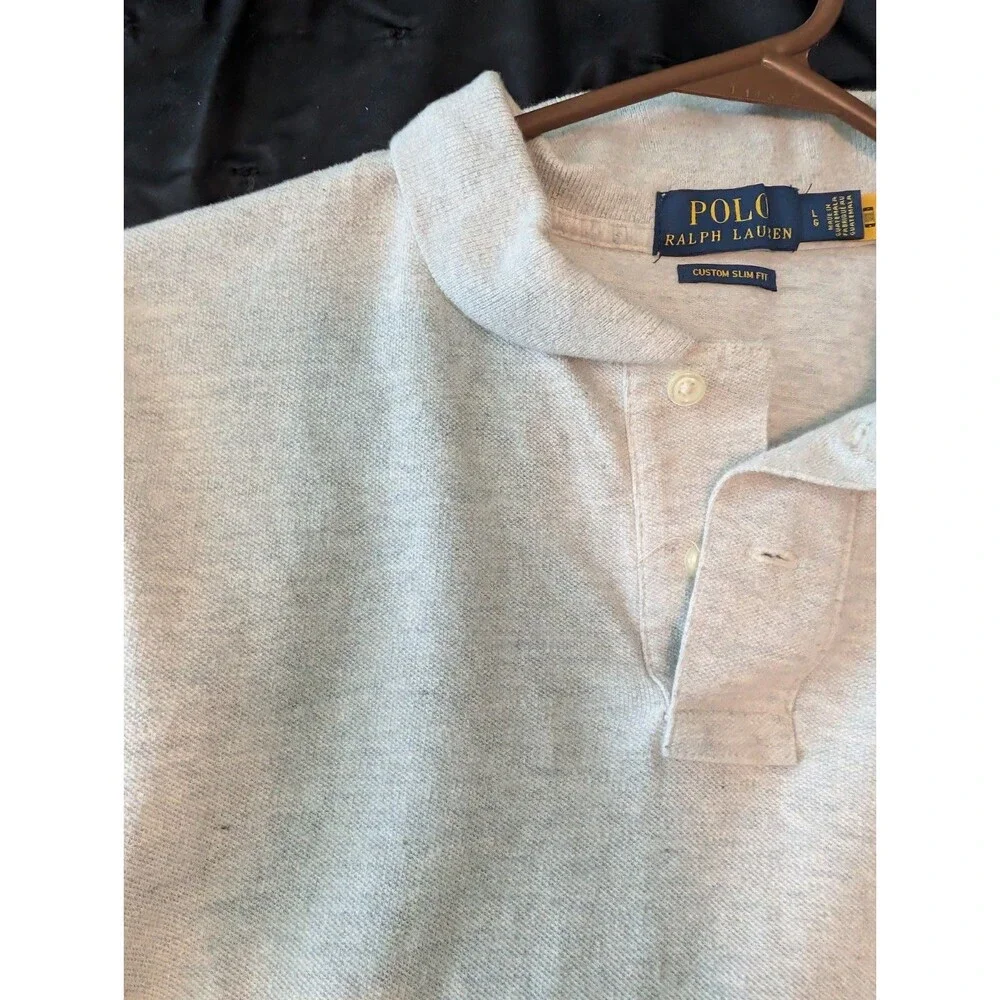 Ralph Lauren custom fit polo gray with navy blue logo size L
